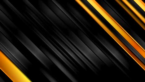 black and golden abstract tech motion background with glossy stripes