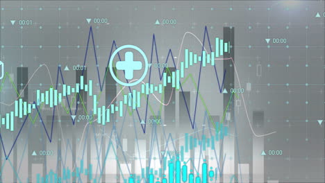 animación de datos financieros y análisis del mercado de valores sobre el fondo del paisaje urbano