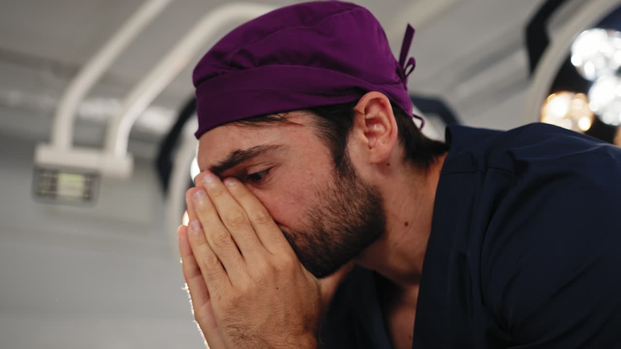 Stressed surgeon in the operating room