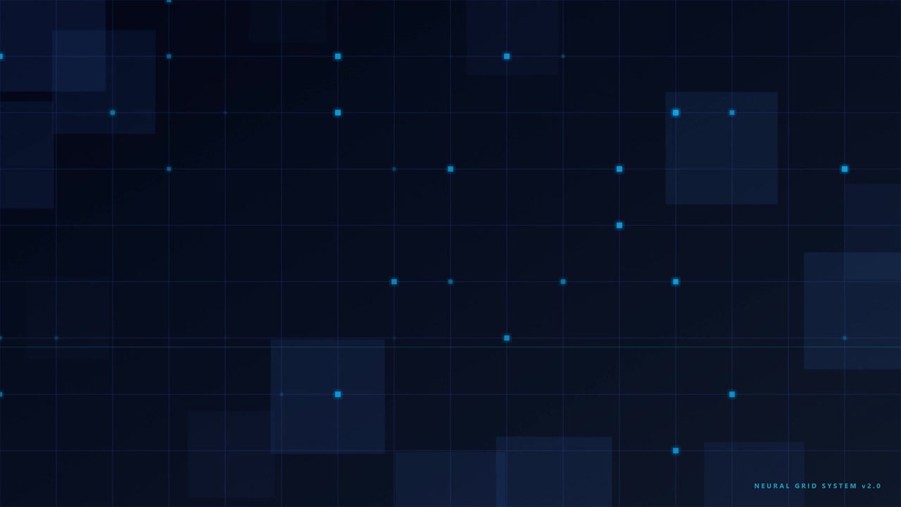Digital Neural Grid System Background with Glowing Data Points