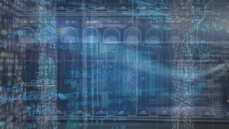 Animation of data processing over server room