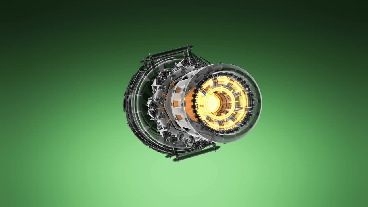 la turbina del motor a reacción de giro en bucle