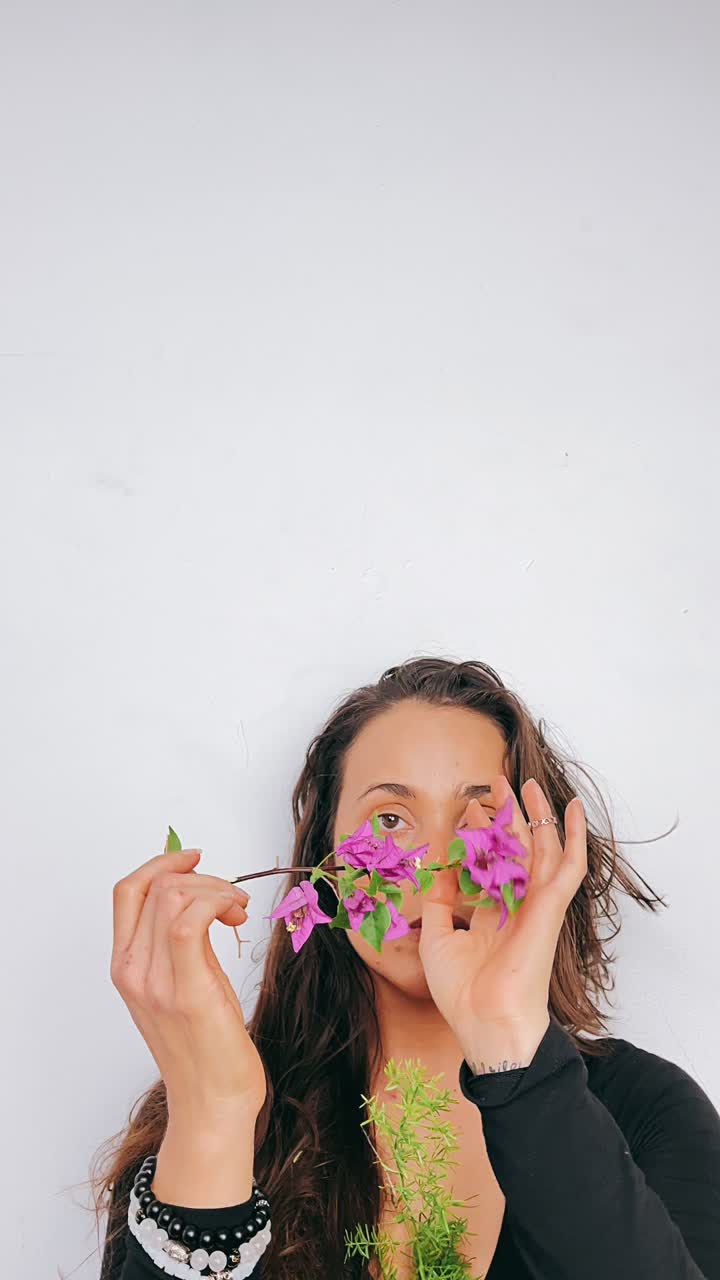 Woman with Bougainvillea Flowers