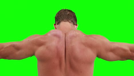 muscular man flexing his back muscles