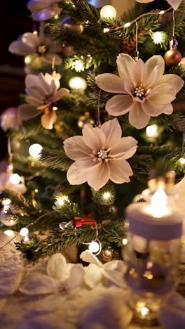 christmas tree with magnolia ornaments