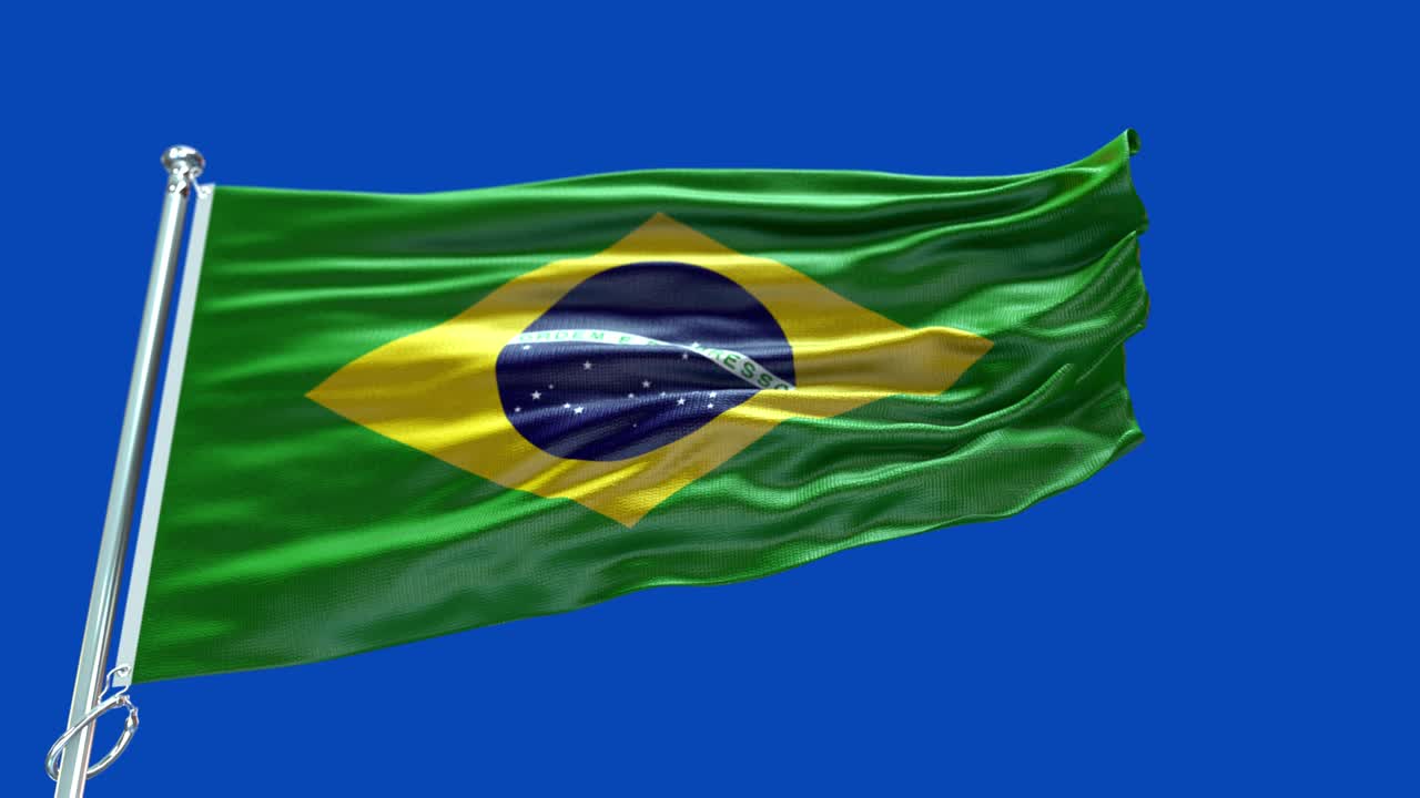 Bandeira do Brasil 4k Altamente Detalhada - Bandeira do Brasil com Alto Detalhe - Bandeira nacional do Brasil com Padrão de onda e Elementos em loop