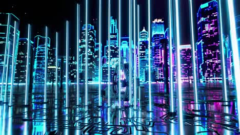 futuristic cyberpunk city with glowing machinery