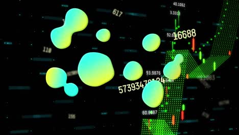 digital animation of gradient wavy abstract shapes against financial data processing