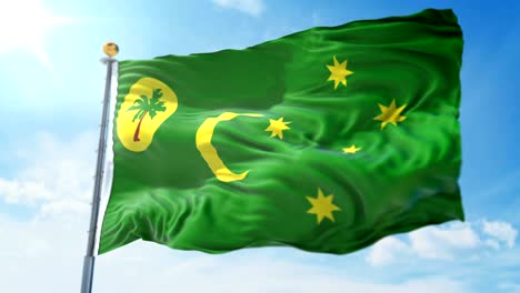 cocos keeling islands flag seamless looping 3d rendering video. beautiful textile cloth fabric loop waving