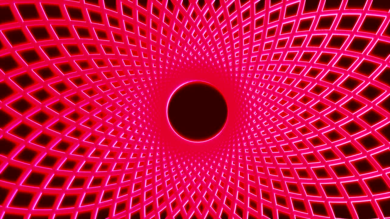 Klart glødende neon geometriske linjer på sort farve. Farverig abstrakt fluorescerende geometrisk baggrund. Loopbar futuristisk 3D-gengivelse. Moderne modeanimation til design, udsendelse, show, klub.