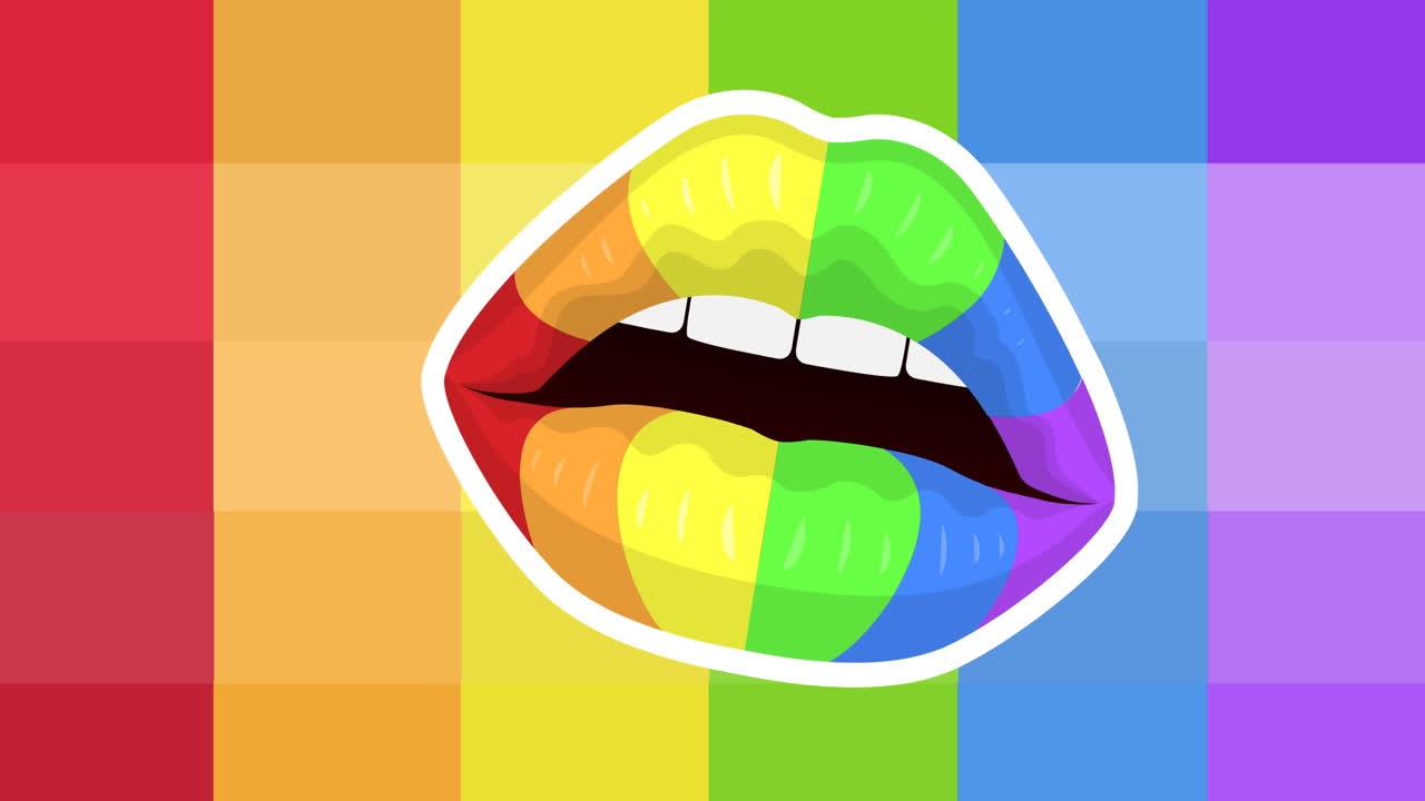 animación de la boca del arco iris sobre las rayas del arco iris