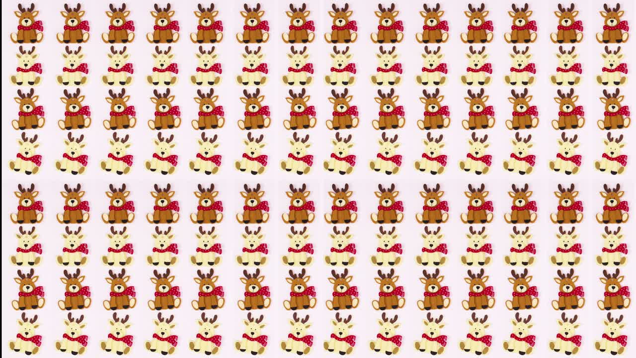 Full background with Christmas reindeers moving. Stop motion