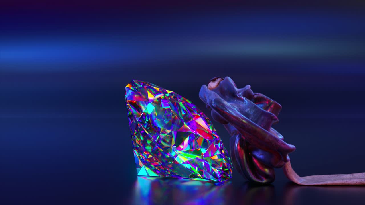 반이는 다이아몬드와 추상적인 꽃