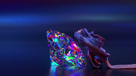 un diamante brillante y una flor abstracta