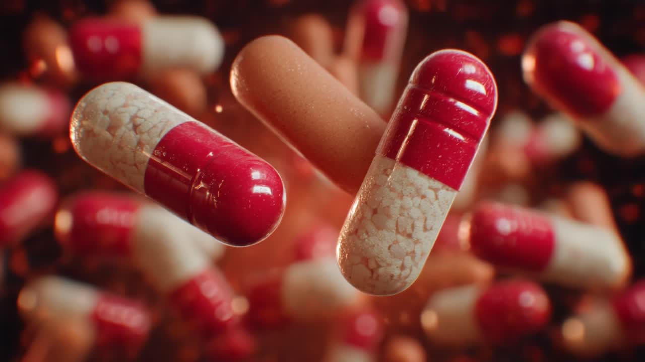 A Dynamic Display of Colorful Capsules Illustrating the World of Pharmaceuticals and Medication, Capturing the Essence of Healing and Health