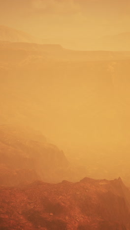 a barren landscape on mars with a hazy sky