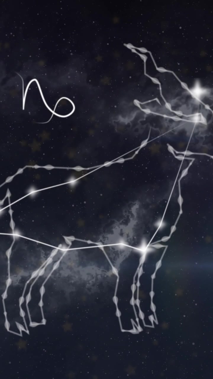Animation of capricorn star sign on black background