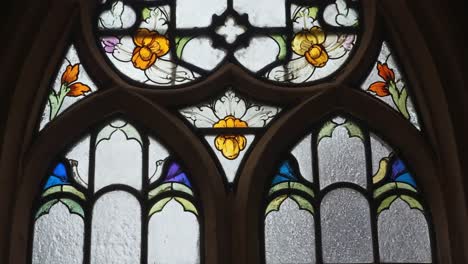 stained glass window with floral design
