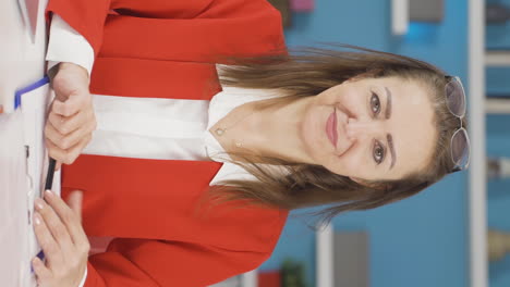 Vertical-video-of-Home-office-worker-woman-portrait