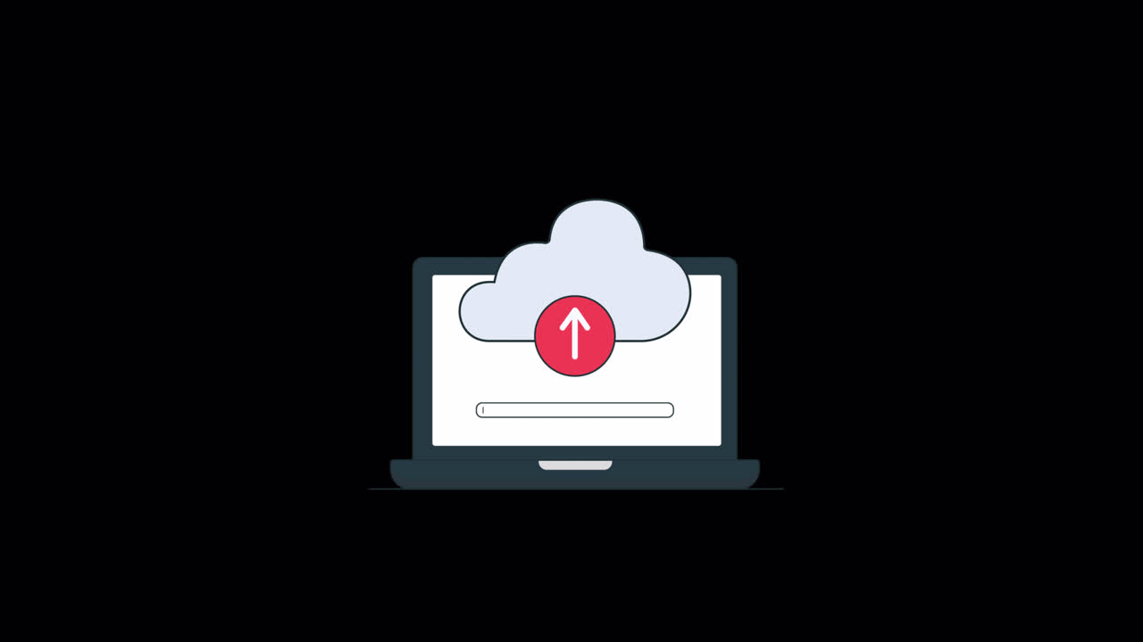 Téléchargement cloud depuis un ordinateur portable avec barre de progression animée