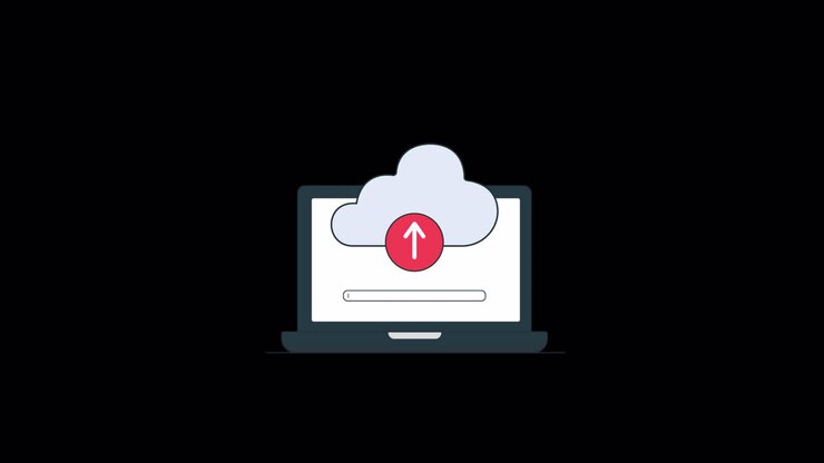 Cloud Upload from Laptop with Progress Bar Animation