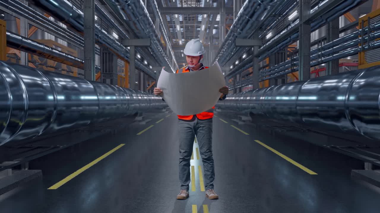 Engineer Reviewing Industrial Plans