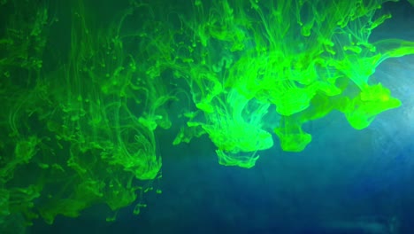 water color acrylic ink creating otherworldly effects, beautiful green colored swirls almost look like distant space nebula's