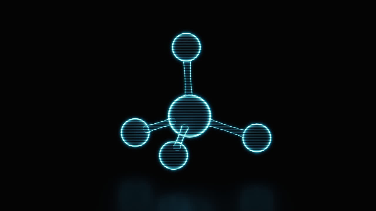 분자의 홀로그램 이미지, 루프 애니메이션, 3d 렌더링