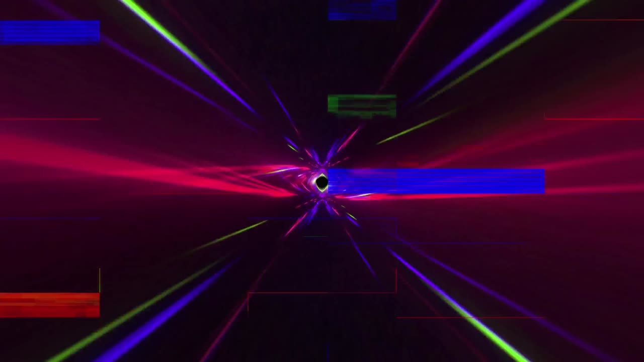 animazione di rettangoli lampeggianti che si muovono in un anello senza soluzione di continuità su tracce di luce.