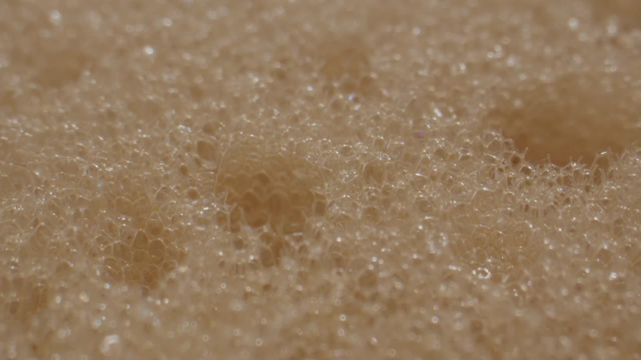 Close-up Macro Shot of Porous Sponge Texture with Bubbles