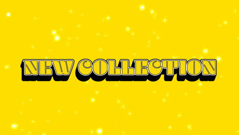 animación del texto de la nueva colección sobre puntos móviles en fondo amarillo