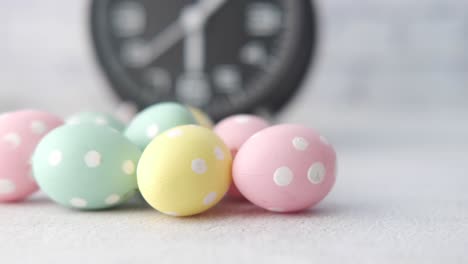 pastel dotted easter eggs with clock