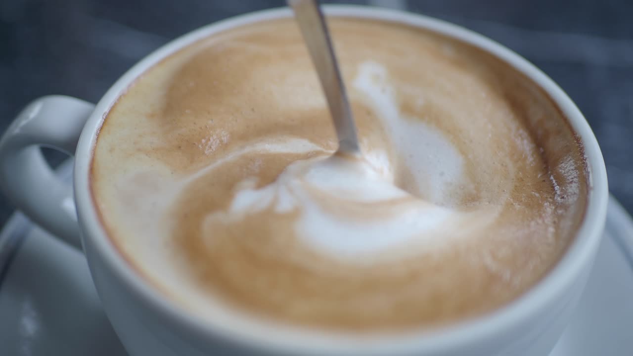 Close-up of a Latte with Beautiful Foam Art