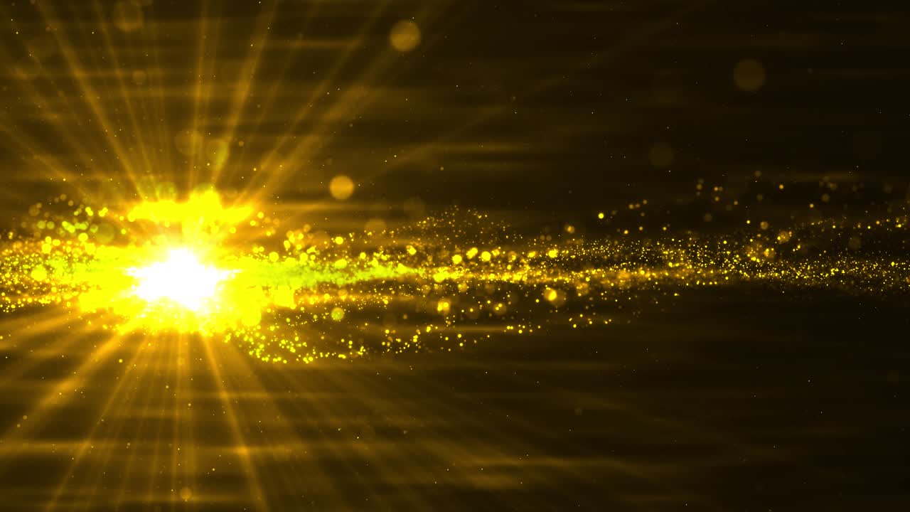 Digital gold wave light abstract background shining flare stars dust glittering luxury golden