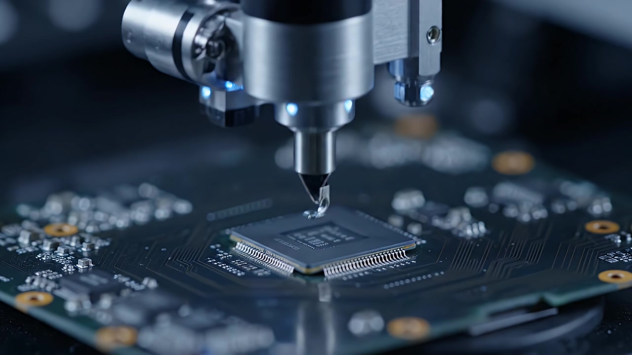 Automated Robotic Arm Placing Microchip on Circuit Board