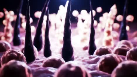 intricate close-up of cellular structures highlighting microenvironment interactions in a vibrant and dynamic biological landscape