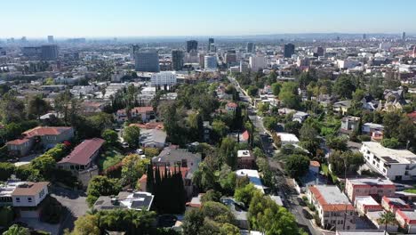 aerial flyover of hollywood dell, beachwood canyon