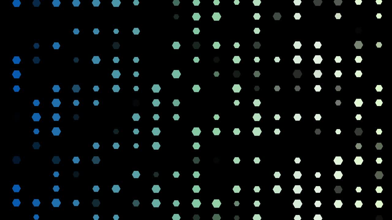 Retro bokeh polygon pattern motion on black background animation seamless loop, technology concept