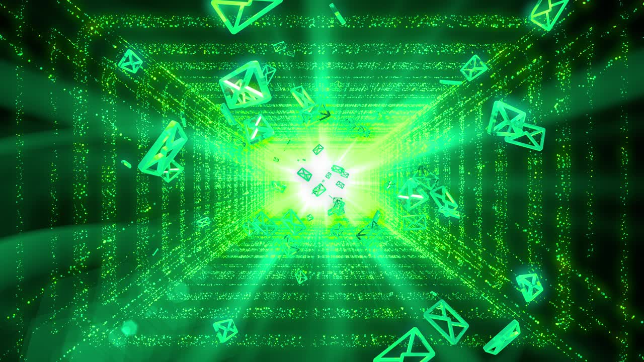 이메일 모양 빛 반이는 스트로크 네온 박이는 입자 루프 애니메이션