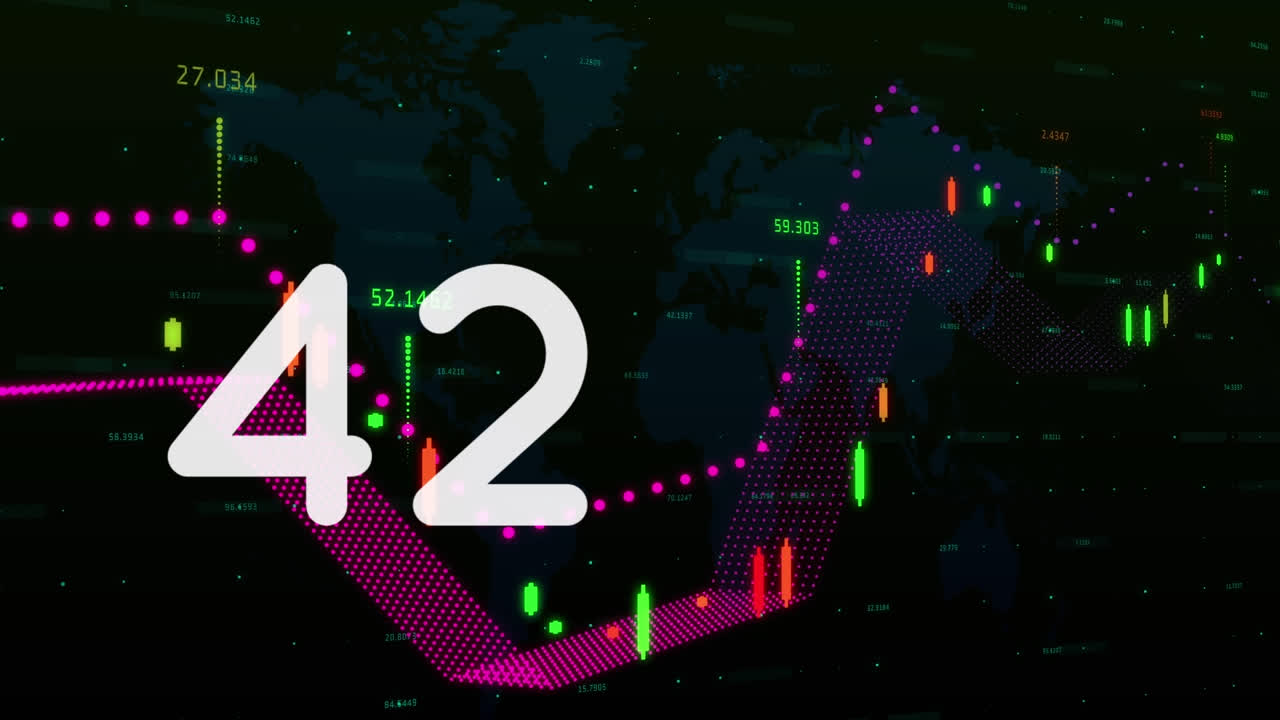 Animation of rising number counting to 100, over black interface ...