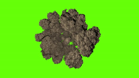 smoke or dust cloud explosion on green screen