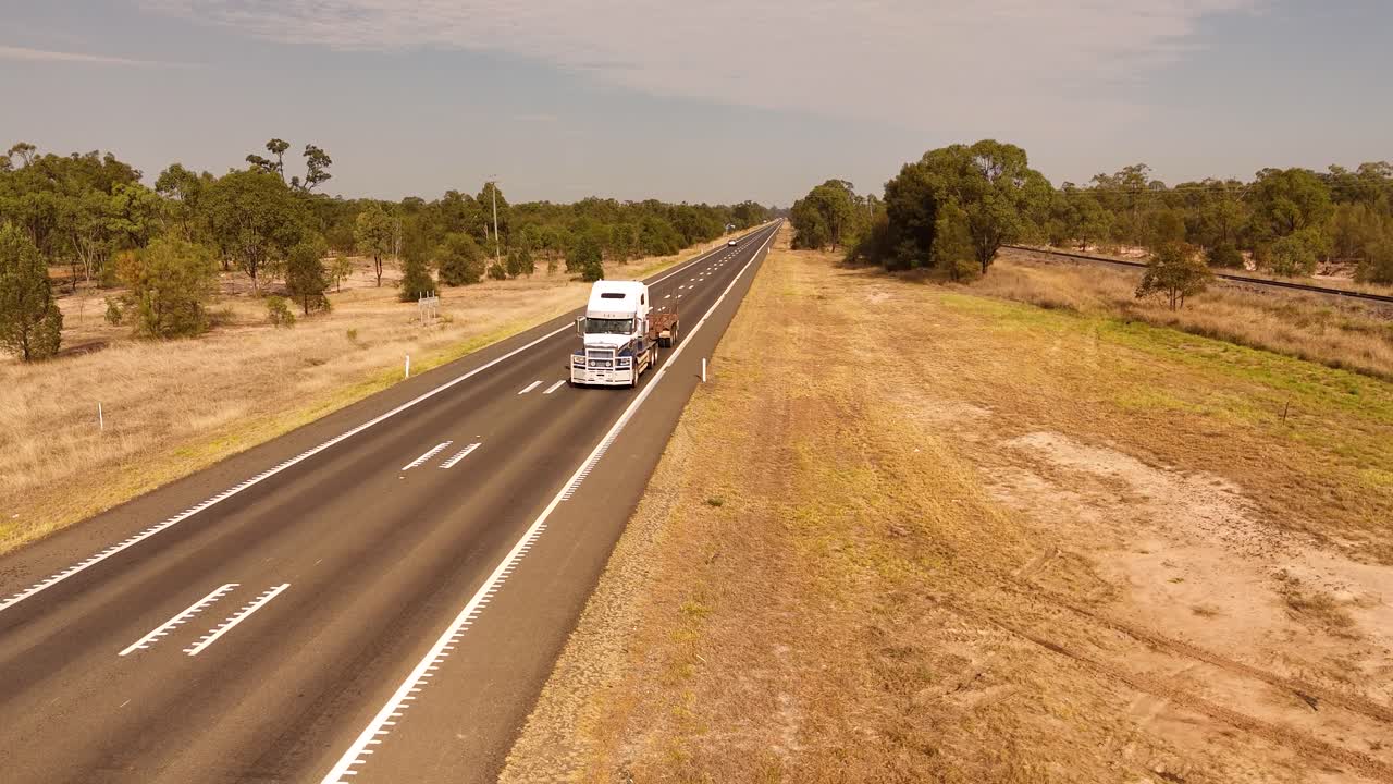 A long haul truck on the Warrego Highway in western Queensland
