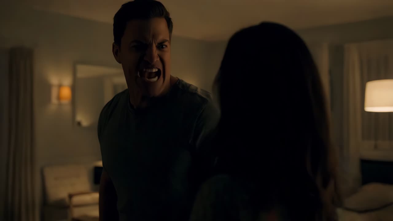 분노 한 부부 가 논쟁 하고 있다