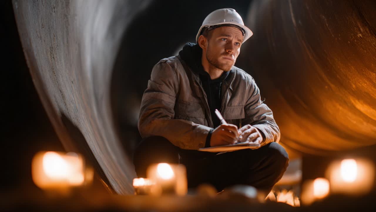 Engineer Inspecting Tunnel