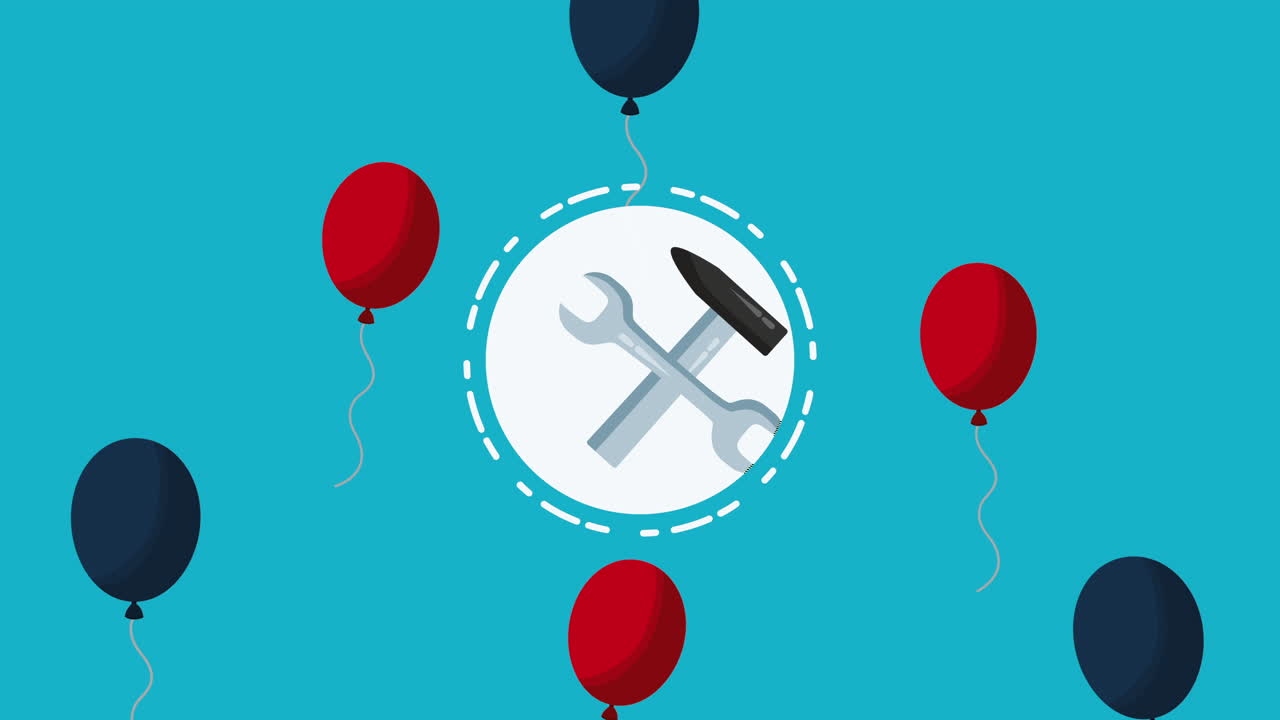 미국 노동의 날 축하 - 풍선으로 헬 세트 아이콘