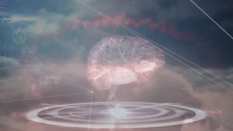 animación de la red de conexiones sobre el cerebro humano y el procesamiento de datos médicos