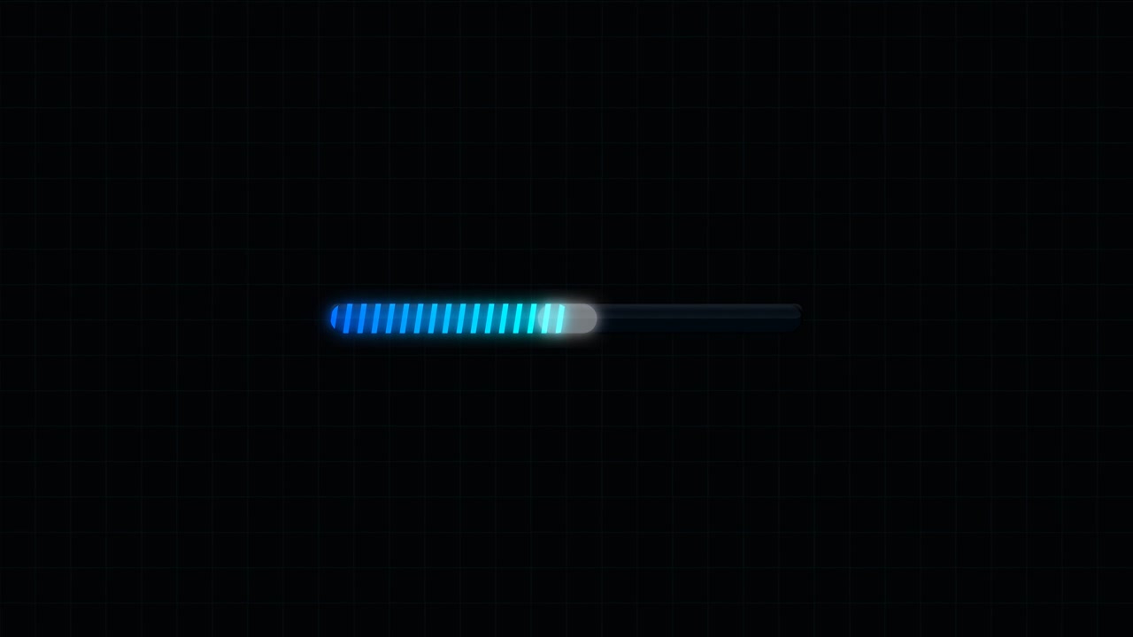 Digital Loading Progress Bar Animation on Black Background