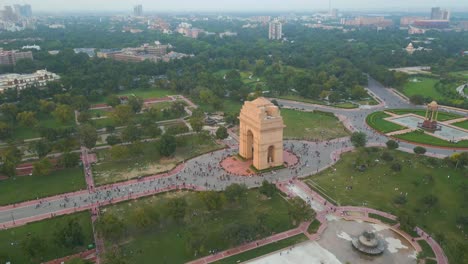 aerial view of india gate , drone aerial view india gate