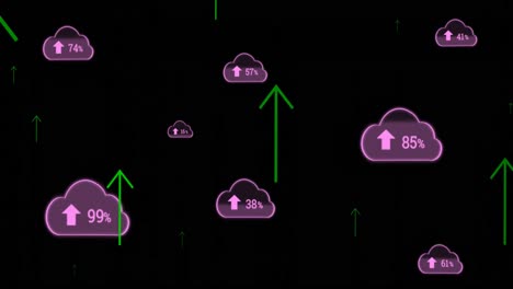 animación de iconos de medios sobre las flechas