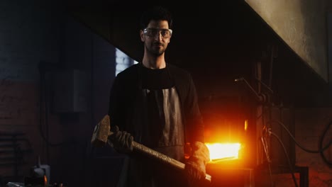 blacksmith at work in a forge
